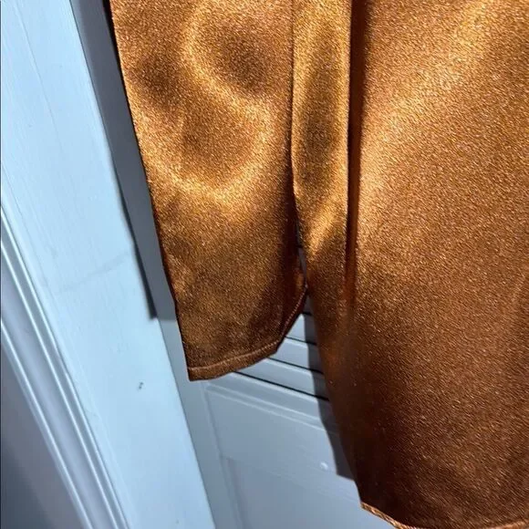 PrettyLittleThing Brown Ruched Long Sleeve Blouse - Picture 9 of 11